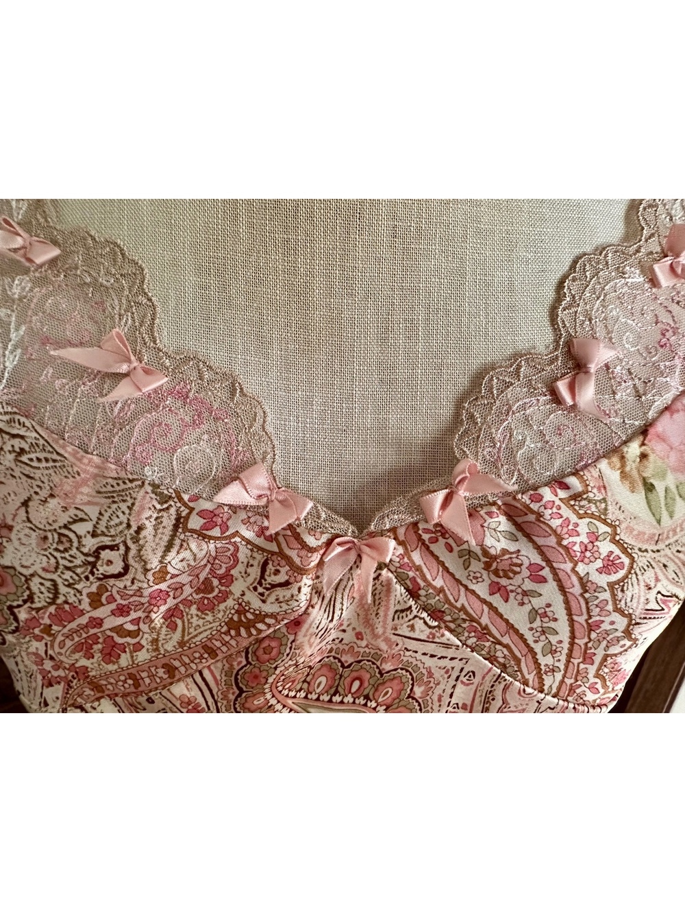Vintage Madison Studio Intimates Paisley Lace-Trim Slip Dress size L. Brand New - Picture 3 of 7